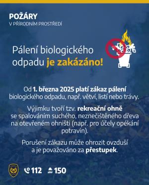 UPOZORNĚNÍ NA ZÁKAZ PÁLENÍ TRÁVY, LISTÍ A JINÉ BIOMASY ZA ÚČELEM JEJICH ODSTRANĚNÍ PLATNÝ OD 1. 3. 2025 1